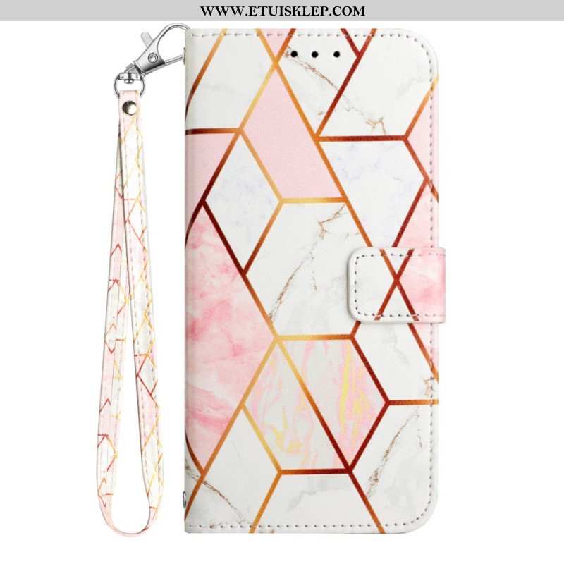 Etui Folio do iPhone 15 Plus Marmur Ze Smyczą